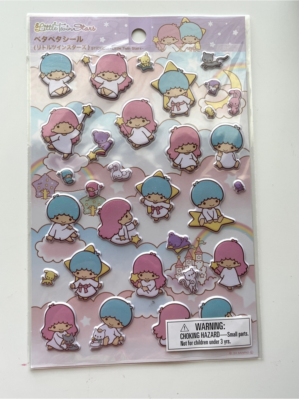 Sanrio Little Twin Stars Sticker Backing - White & Pink Accents